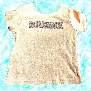 Kids Cream “Baddie” T-Shirt in Rhinestones